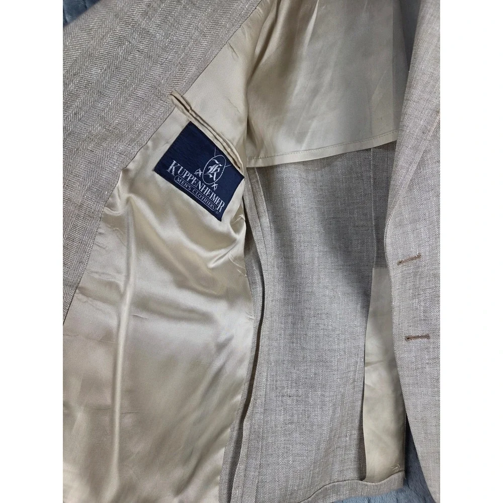 Kuppenheimer Mens Tan Herringbone Two Button Blazer Sport Coat Jacket Regular